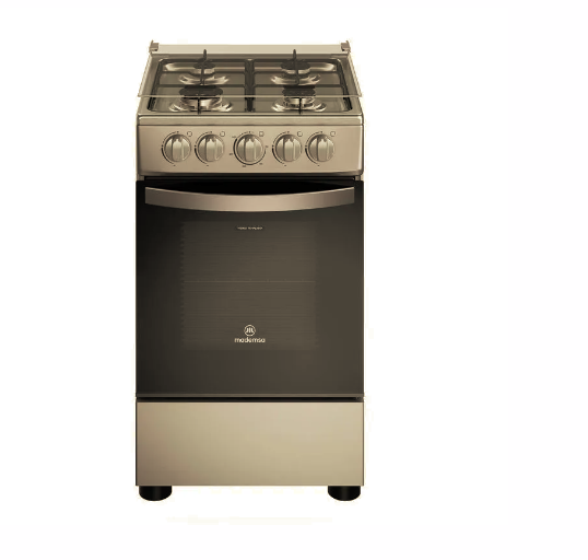 Cocina a Gas 4 Platos Mademsa LimpiaFácil y Parrillas de Alambrón FM4LS Inox