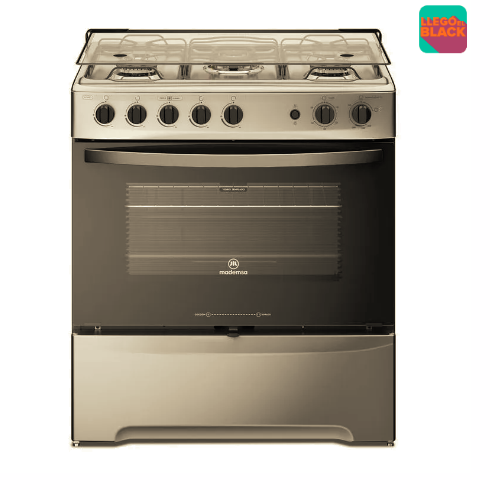 Cocina a Gas 5 Platos Mademsa con Triple Llama y Grill Eléctrico M 920 T Inox