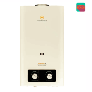 Calefont Gas Licuado Mademsa 8 Litros Tiro Natural Ionizado Essential 8 Eco GL Blanco