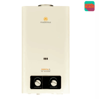 Calefont Gas Licuado Mademsa 5 Litros Tiro Natural Ionizado Essential 5 Eco GL Blanco