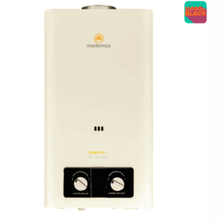 Calefont Gas Licuado Mademsa 7 Litros Tiro Natural Ionizado Essential 7 Eco GL Blanco