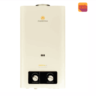 Calefont Gas Licuado Mademsa 10 Litros Tiro Natural Ionizado Essential 10 Eco GL Blanco