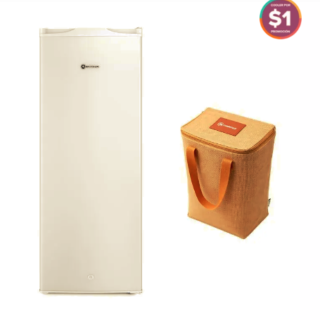 Congelador Freezer Mademsa Vertical 168L Frío Directo con Puerta Reversible MFV645B Blanco + Bolso Cooler Mademsa