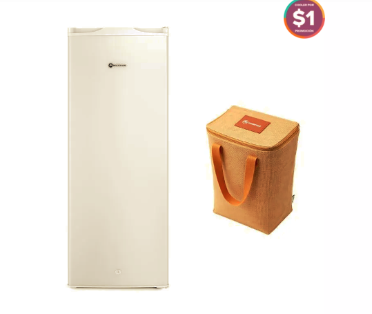 Congelador Freezer Mademsa Vertical 168L Frío Directo con Puerta Reversible MFV645B Blanco + Bolso Cooler Mademsa